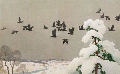 Kraaien in de Winter door Newell Convers Wyeth